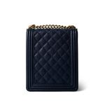 Navy Caviar Quilted North South Boy Bag Aged Gold Hardware - Image 4