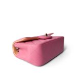 21P Pink Lambskin Quilted Mini Rectangular Flap Rainbow Hardware - Image 6