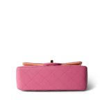 21P Pink Lambskin Quilted Mini Rectangular Flap Rainbow Hardware - Image 5