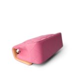 21P Pink Lambskin Quilted Mini Rectangular Flap Rainbow Hardware - Image 7