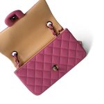21P Pink Lambskin Quilted Mini Rectangular Flap Rainbow Hardware - Image 10
