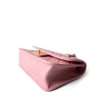 22K Pink Caviar Quilted School Memory Top Handle Flap Aged Gold Hardware - Image 9
