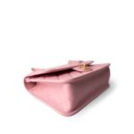22K Pink Caviar Quilted School Memory Top Handle Flap Aged Gold Hardware - Image 13