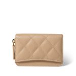 Beige Caviar Quilted Zip Coin Purse - Image 3