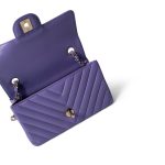 20S Light Purple Lambskin Chevron Mini Rectangular Flap Light Gold Hardware - Image 11