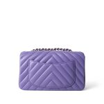 20S Light Purple Lambskin Chevron Mini Rectangular Flap Light Gold Hardware - Image 5