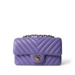 20S Light Purple Lambskin Chevron Mini Rectangular Flap Light Gold Hardware