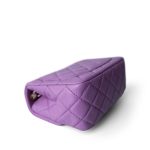 Purple Lambskin Quilted Pearl Crush Mini Square Aged Gold Hardware - Image 13