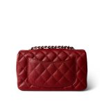 Red Caviar Quilted Mini Rectangular Flap Silver Hardware - Image 3