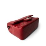 Red Caviar Quilted Mini Rectangular Flap Silver Hardware - Image 8