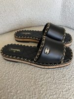 Chanel CC Espadrille Slip On Sandals Black - 39 - Image 3