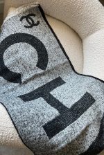 Chanel CC Cashmere Grey/Black Scarf