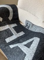 Chanel CC Cashmere Grey/Black Scarf - Image 2