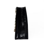 20A Large Black Leather Shopping Tote Antique Gold Hardware - Image 7