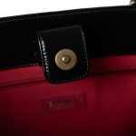 20A Large Black Leather Shopping Tote Antique Gold Hardware - Image 13