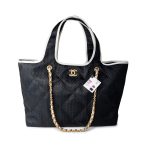 23M Coco Maxi Beach Shopping Tote Black Quilted - Image 2