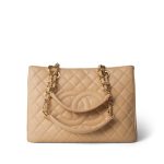 Beige Clair Caviar Quilted Grand Shopper Tote (GST) Gold Hardware - Image 2