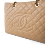 Beige Clair Caviar Quilted Grand Shopper Tote (GST) Gold Hardware - Image 8