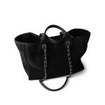 Black Canvas Pearl Medium Deauville Tote Silver Hardware - Image 5