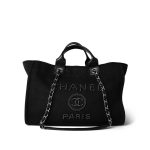 Black Canvas Pearl Medium Deauville Tote Silver Hardware