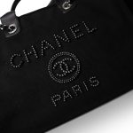 Black Canvas Pearl Medium Deauville Tote Silver Hardware - Image 9