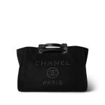 Black Canvas Pearl Medium Deauville Tote Silver Hardware - Image 10