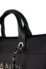 Black Caviar Studded Deauville Tote Medium/ Large Light Gold Hardware - Image 2