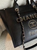 Chanel 20P Small/ Medium Deauville Shopping Tote Studded LGHW - Image 6