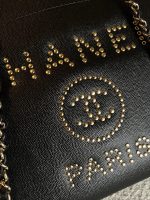 Chanel 20P Small/ Medium Deauville Shopping Tote Studded LGHW - Image 12