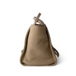 22A Dark Beige Deauville Tote Mixed Fibers and Calfskin Light Gold Hardware - Image 3