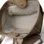 22A Dark Beige Deauville Tote Mixed Fibers and Calfskin Light Gold Hardware - Image 11