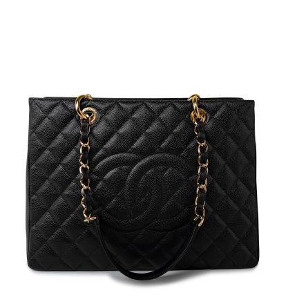 Grand Shopping Tote (GST) Black Caviar Quilted Gold Hardware
