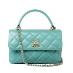 Trendy CC Green Lambskin Quilted Light Gold Hardware
