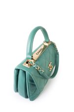 Trendy CC Green Lambskin Quilted Light Gold Hardware - Image 5