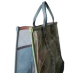 PVC Lambskin Stitched Coco Splash Shopping Bag Blue Green Pink - Image 9