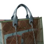PVC Lambskin Stitched Coco Splash Shopping Bag Blue Green Pink - Image 10