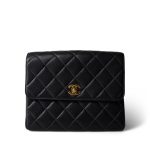Vintage Black Caviar Quilted Square Flap Gold Hardware - Image 2