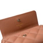 23P Rose Beige Caviar Quilted Flap O Card Holder - Image 5