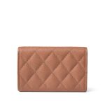 23P Rose Beige Caviar Quilted Flap O Card Holder - Image 10
