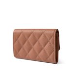 23P Rose Beige Caviar Quilted Flap O Card Holder - Image 6