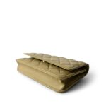 Green Yellow Moss Caviar Quilted Wallet on Chain WOC Light Gold Hardware - Image 6