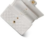 White Lambskin Quilted Medium Classic Flap Gold Hardware - Image 8