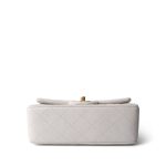 Mini Top Handle Pearly White Iridescent Lambskin Quilted Aged Gold Hardware - Image 5