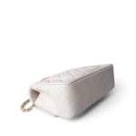 Mini Top Handle Pearly White Iridescent Lambskin Quilted Aged Gold Hardware - Image 9