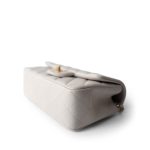Mini Top Handle Pearly White Iridescent Lambskin Quilted Aged Gold Hardware - Image 7