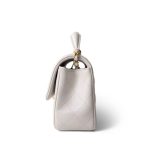 Mini Top Handle Pearly White Iridescent Lambskin Quilted Aged Gold Hardware - Image 2