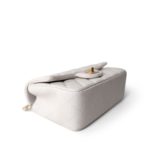 Mini Top Handle Pearly White Iridescent Lambskin Quilted Aged Gold Hardware - Image 6