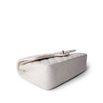 White Caviar Quilted Classic Flap Medium Light Gold Hardware - Image 3