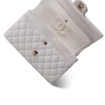 White Caviar Quilted Classic Flap Medium Light Gold Hardware - Image 2