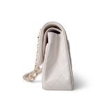 White Caviar Quilted Medium Classic Flap Light Gold Hardware - Image 2